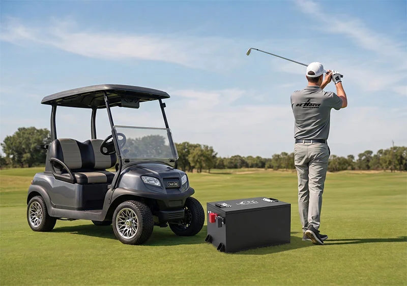 Het LEOCH GP48-105 48V lithium-accupakket voor golfkarren van De Hoeve Multipower